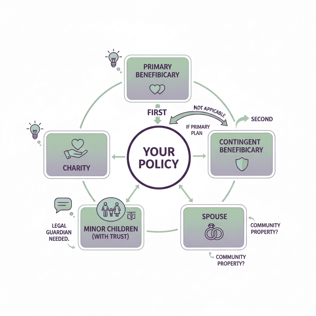 Beneficiary designation structure and payout flow